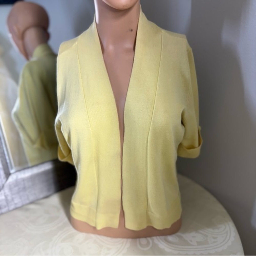 89th & Madison Yellow Knit Cardigan V-Neck Sweater